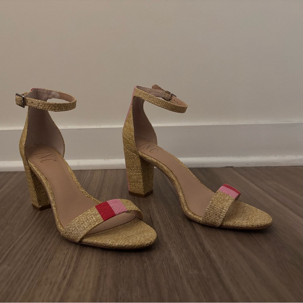 INC International Concepts Kivah Pink and Tan Block Heels